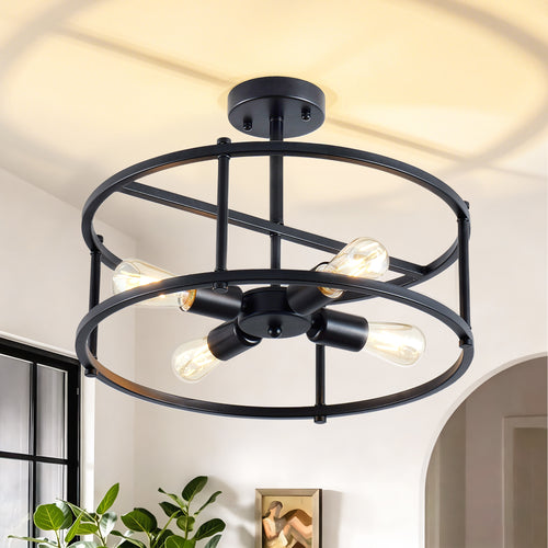 Apex Matte Black 4-Light Flush Mount Ceiling Light
