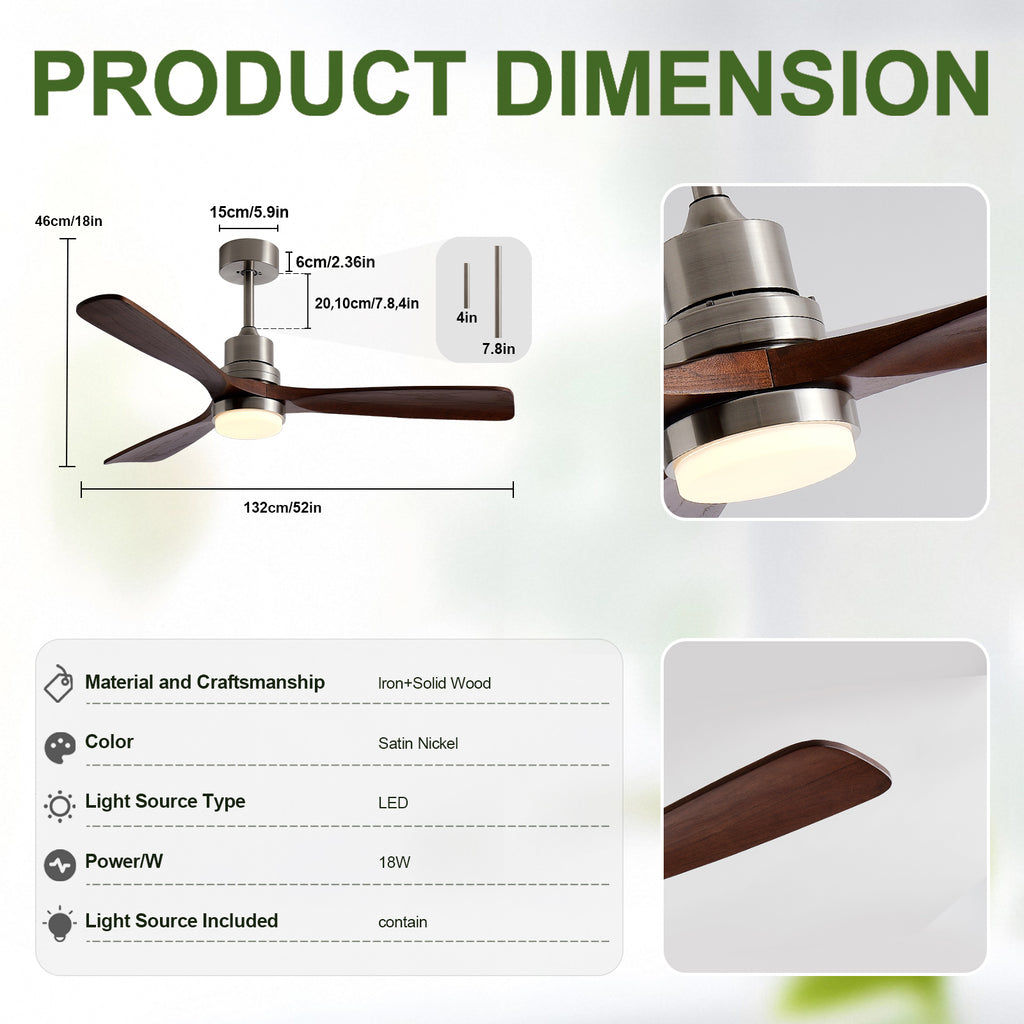 Apex 6-Speed Smart LED Ceiling Fan with Wood Blades
