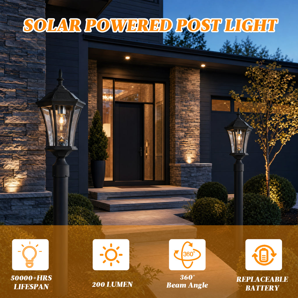Sentinel Dusk-to-Dawn Solar Post Light (Matte Black)