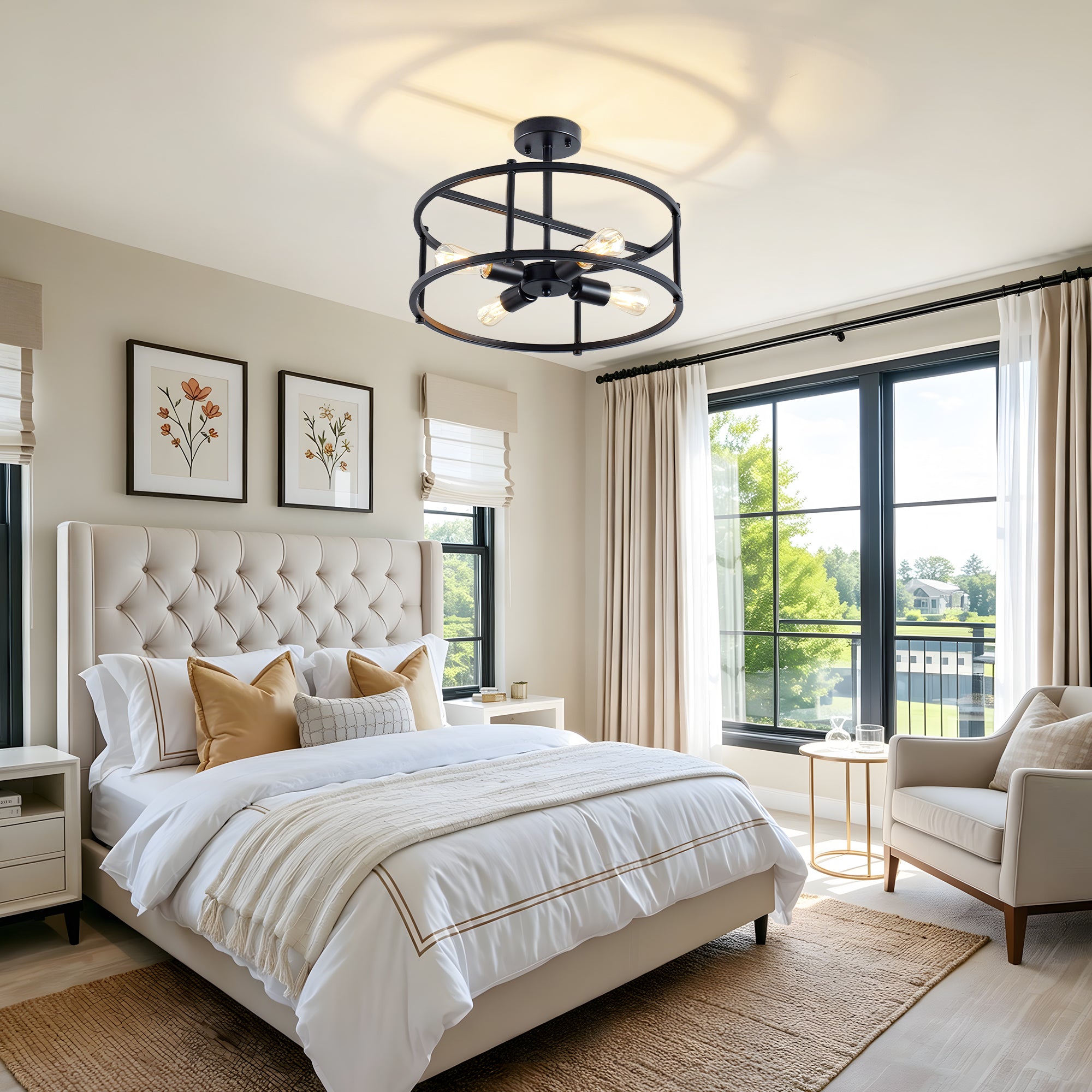 Apex Matte Black 4-Light Flush Mount Ceiling Light