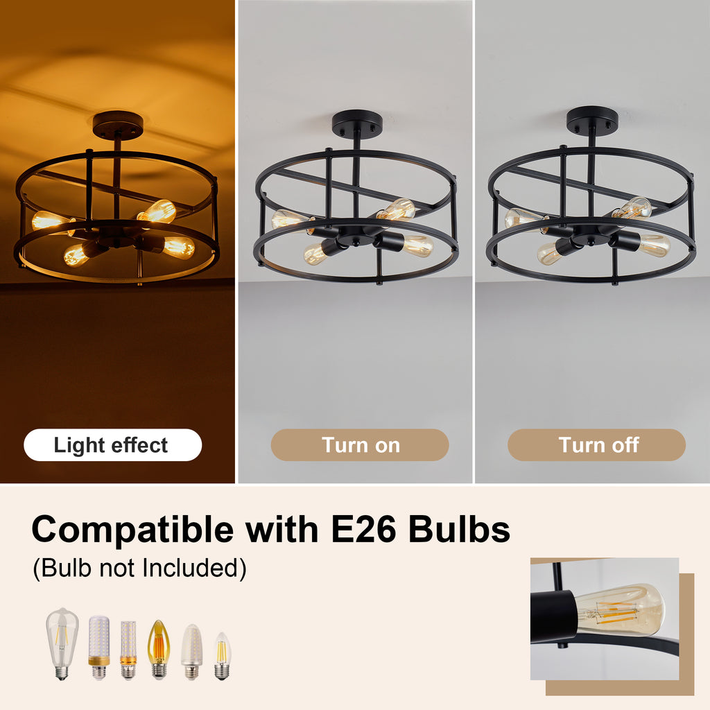 Apex Matte Black 4-Light Flush Mount Ceiling Light