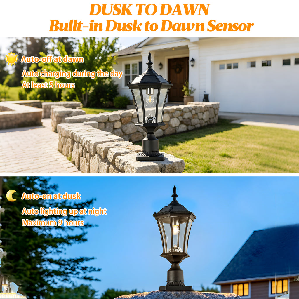 Sentinel Dusk-to-Dawn Solar Post Light (Matte Black)
