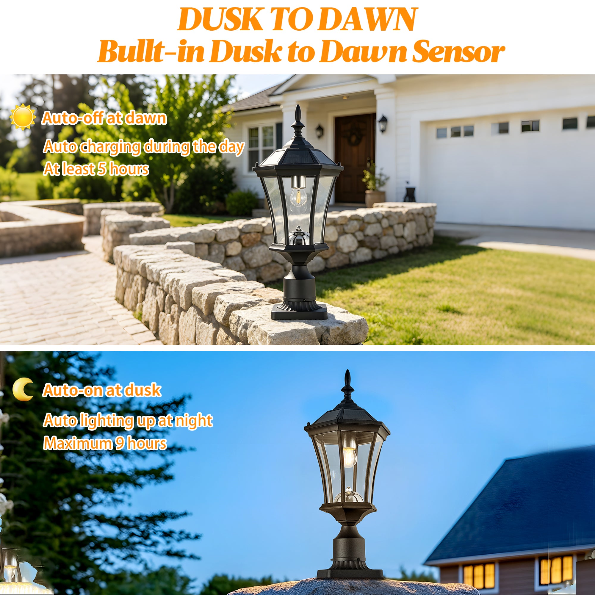 Sentinel Dusk-to-Dawn Solar Post Light (Matte Black)