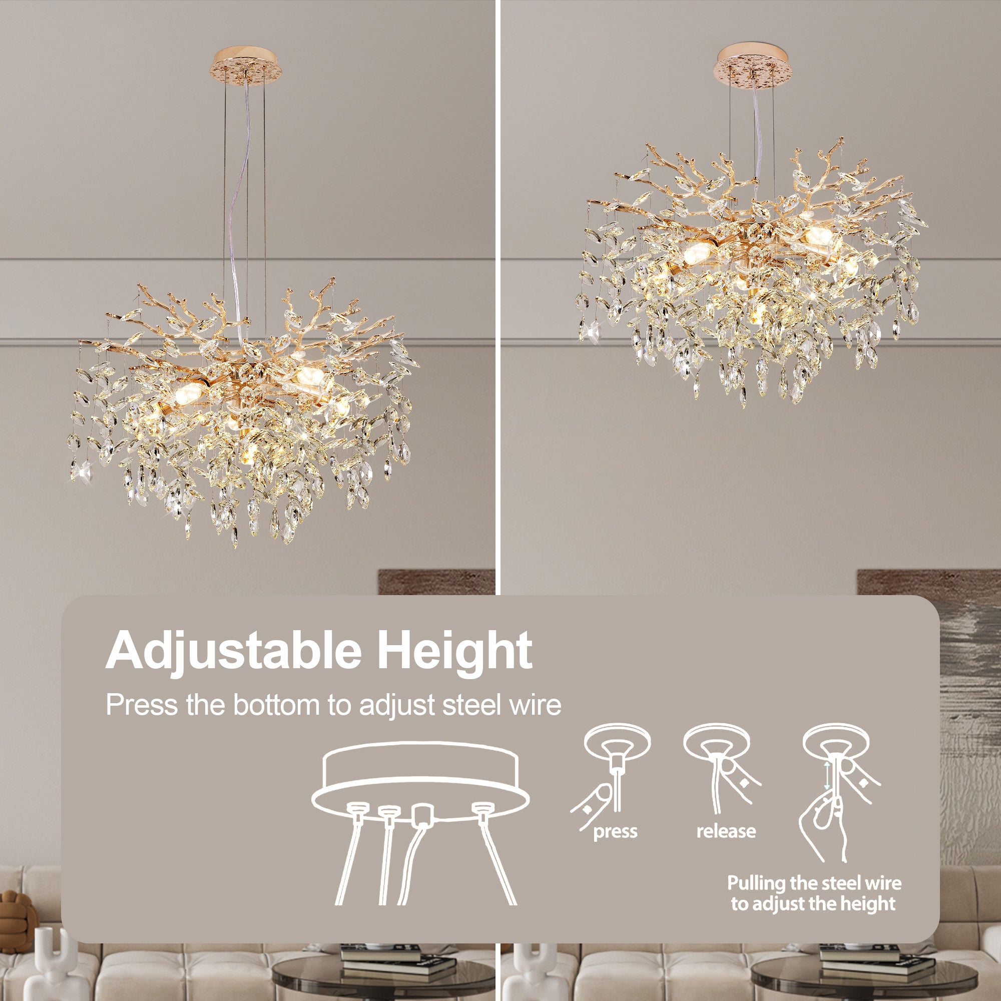 Radiance 6-Light Adjustable Crystal Chandelier