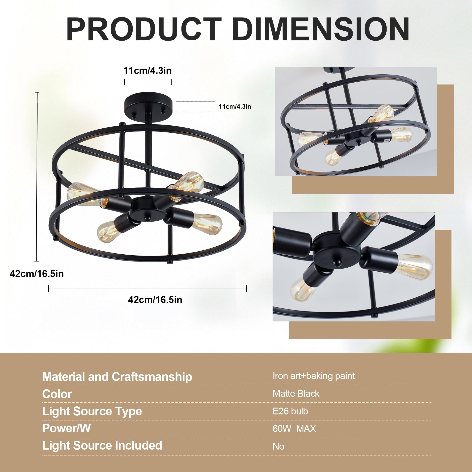 Apex Matte Black 4-Light Flush Mount Ceiling Light